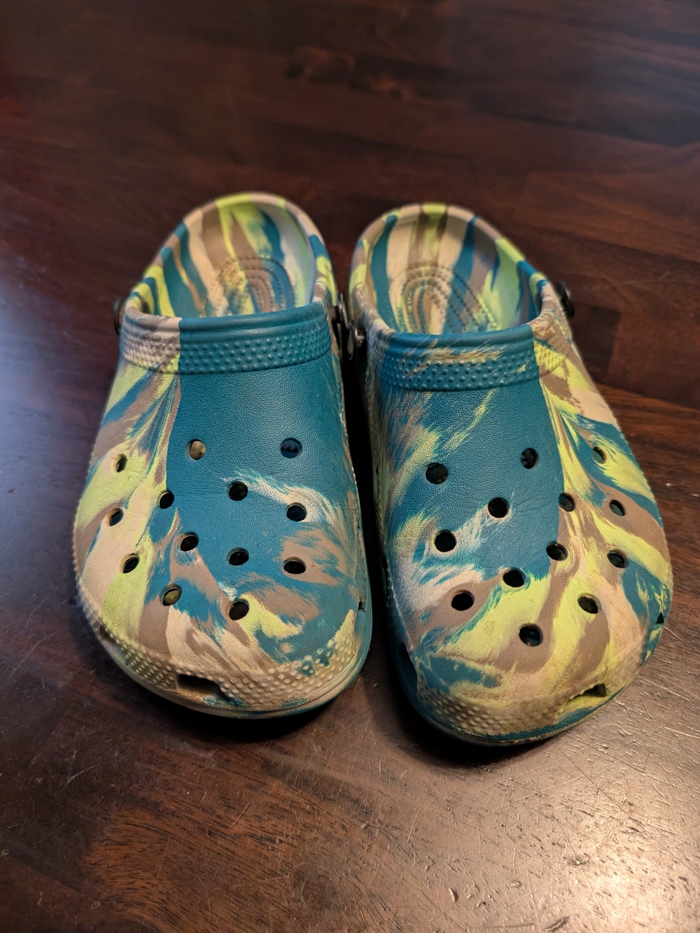 CROCS Kids Marble-Print Clog in Teal, Lime, Cream, Blue